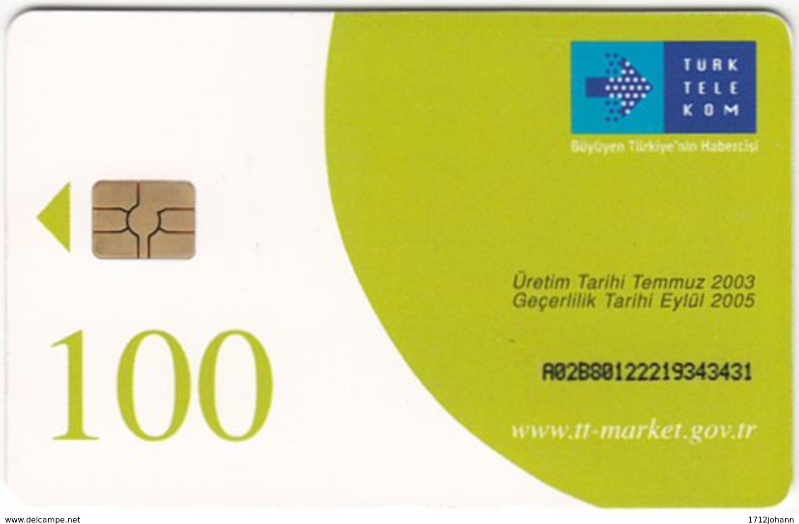 TURKEY B-230 Chip Telekom - Plant, Flower - Used - Turquie