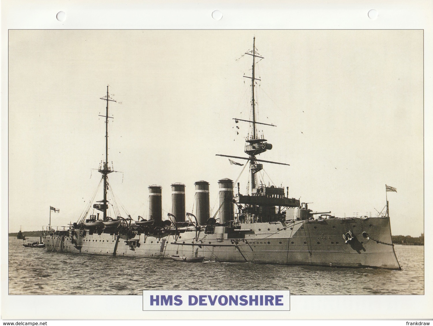 Picture Suitable For Framing - HMS  - Devonshire  - 1st Class Armoured Cruiser - See Description Very Good - Unclassified