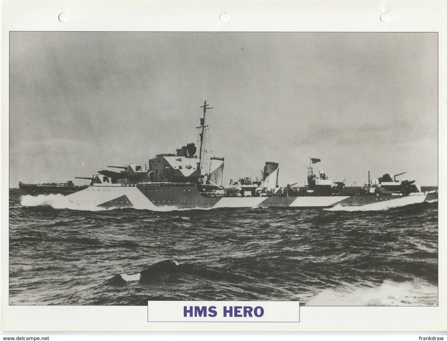 Picture Suitable For Framing - HMS  - Hero - Fleet Destroyer - See Description Very Good - Unclassified