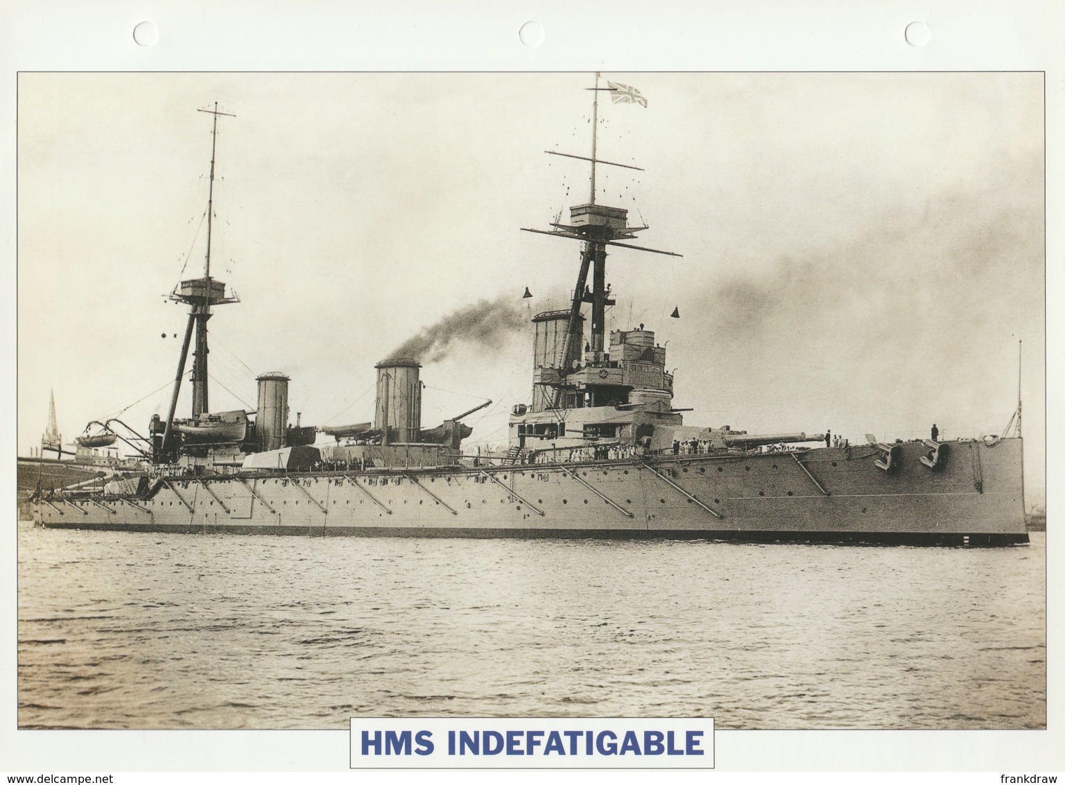 Picture Suitable For Framing - HMS  - Indefatigable - Capital Battleship - See Description Very Good - Unclassified