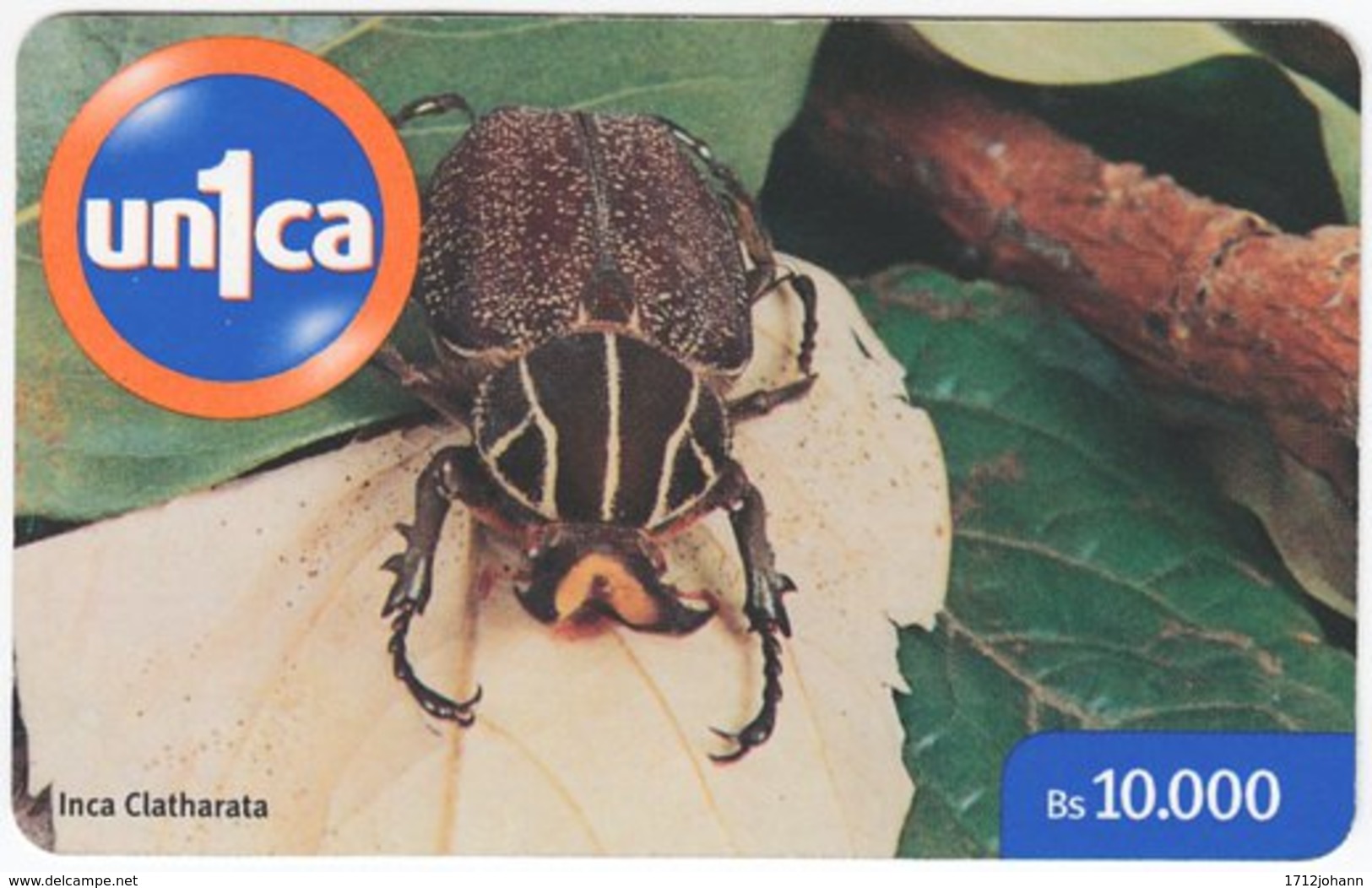 VENEZUELA B-550 Prepaid Un1ca - Animal, Beetle - Used - Venezuela