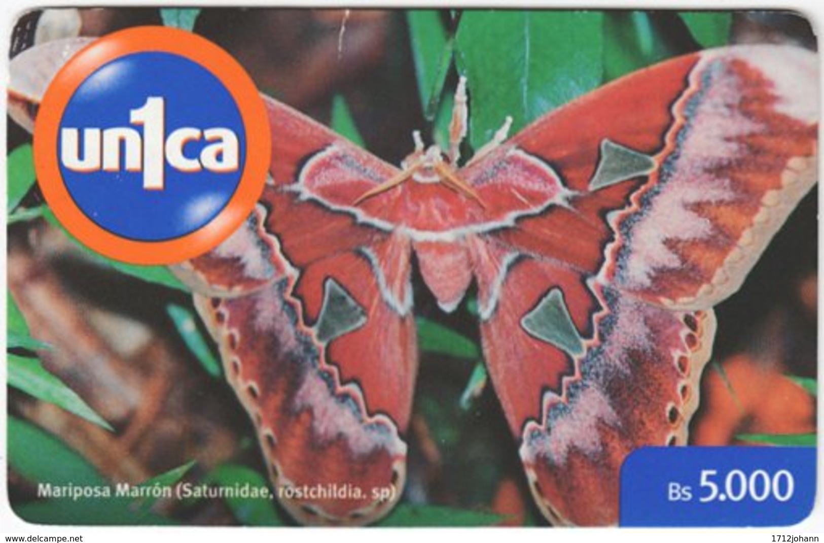 VENEZUELA B-559 Prepaid Un1ca - Animal, Butterfly - Used - Venezuela