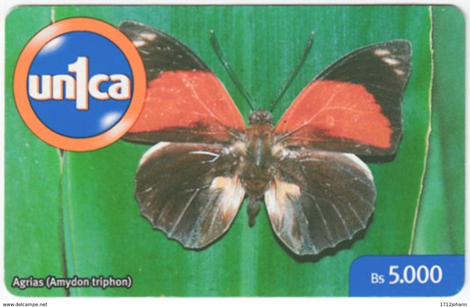 VENEZUELA B-569 Prepaid Un1ca - Animal, Butterfly - Used - Venezuela