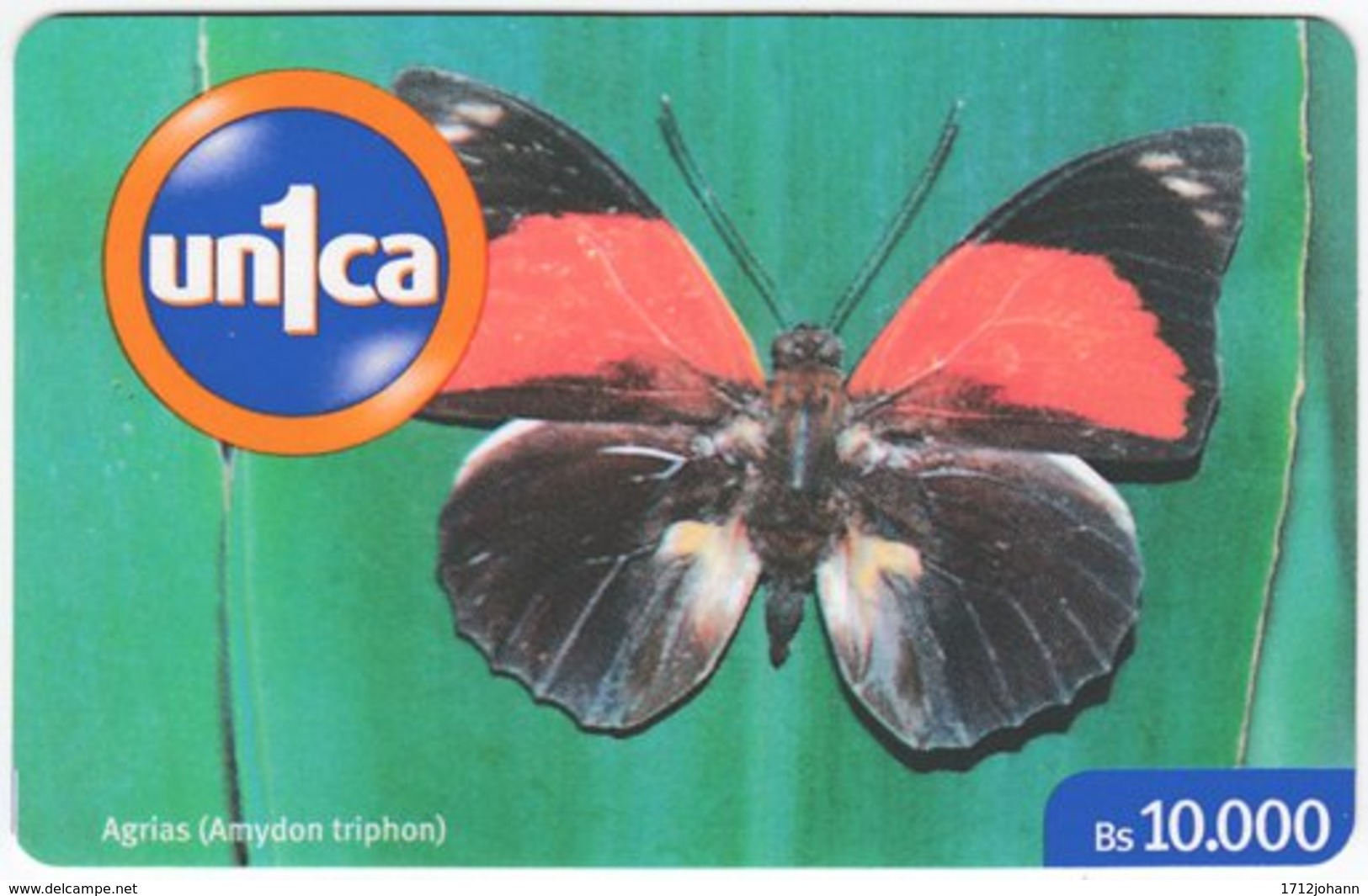 VENEZUELA B-570 Prepaid Un1ca - Animal, Butterfly - Used - Venezuela