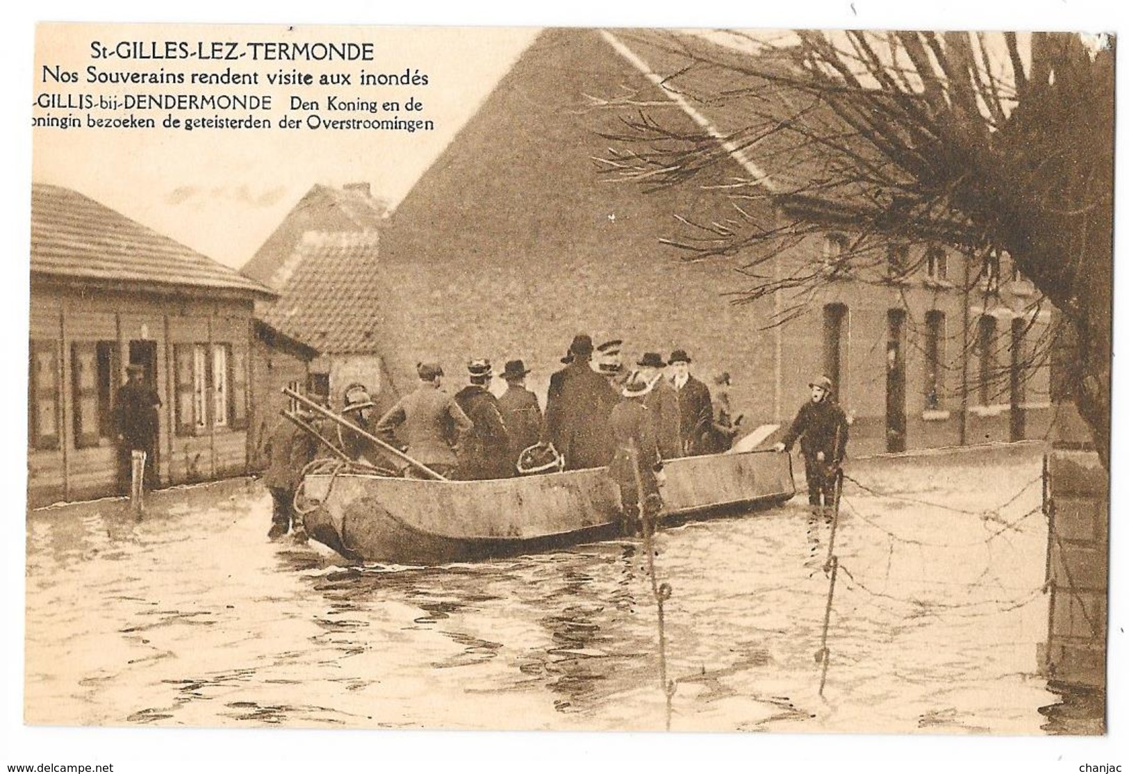 Cpa: BELGIQUE - SAINT GILLES LEZ TERMONDE (Sint Gillis) - Nos Souverains Rendent Visite Aux Inondés - Sint-Gillis-Waas