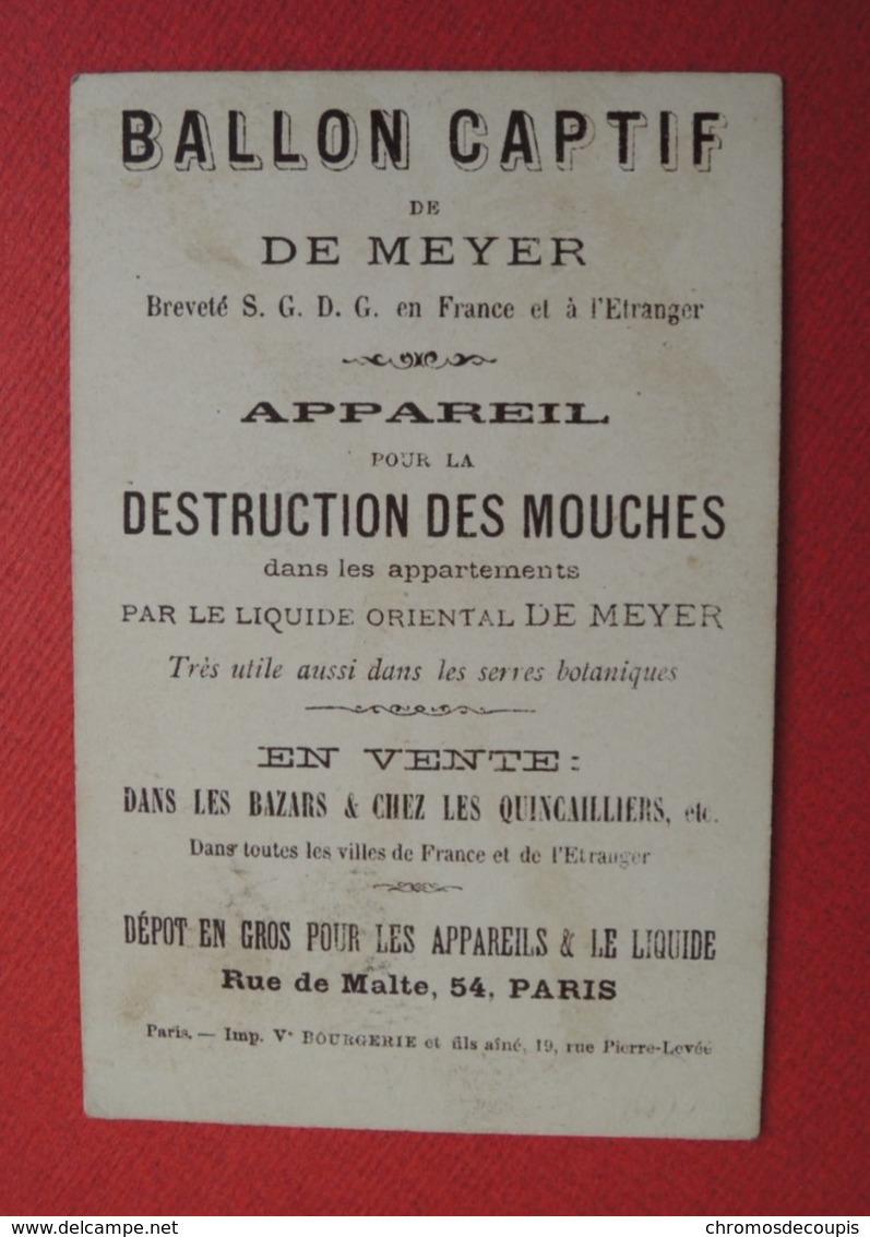 Chromo. Bourgerie. Publicité Spécifique Pour Le BALLON  CAPTIF  De  MEYER. Enfants. Anges. Destruction Des Mouches. - Autres & Non Classés