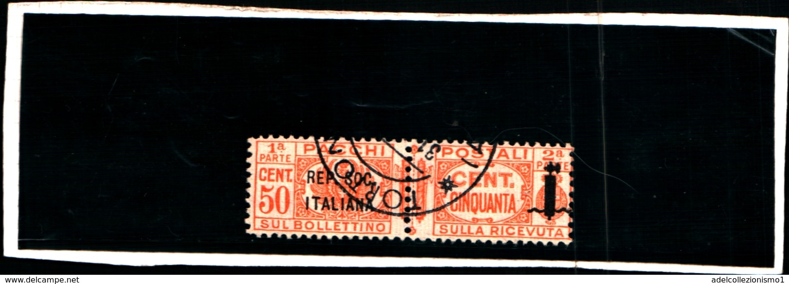 91054) ITALIA-50 C.-Due Sezioni, Fascio Littorio Soprastampati Repubblica Sociale - Pacchi Postali - 19444 -USATO - Autres & Non Classés