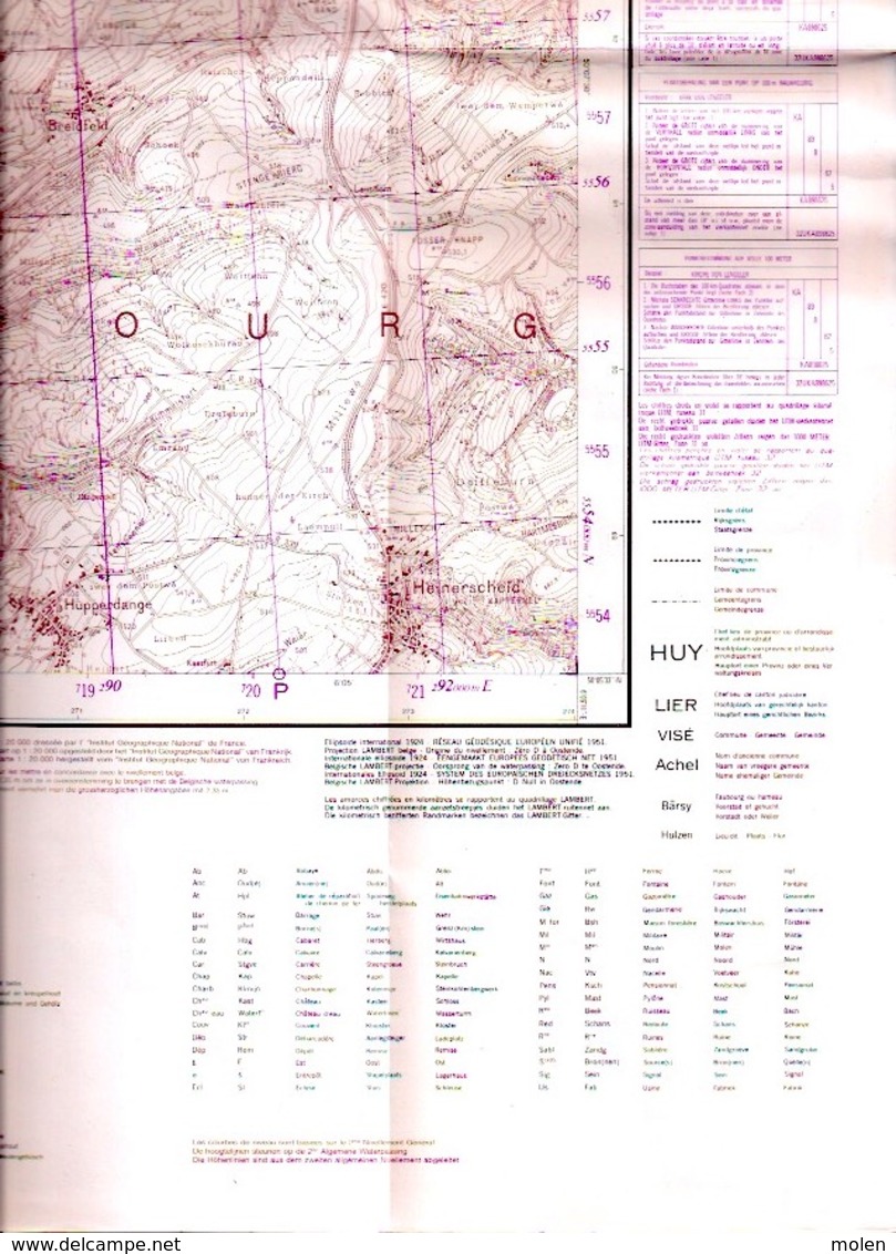 ©1988 LIMERLE Gouvy LENGELER Burg-Reuland CARTE D ETAT MAJOR STEINBACH WATHERMAL LENGELER MALSCHEID RETTIGNY S393