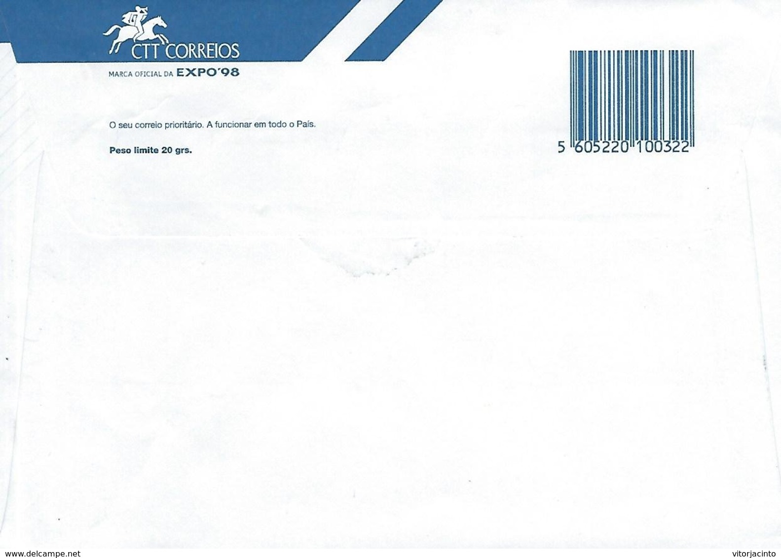 PORTUGAL - PAP - EXPO'98 National Priority Cover (Blue Mail) - 20 Grs. - Entiers Postaux