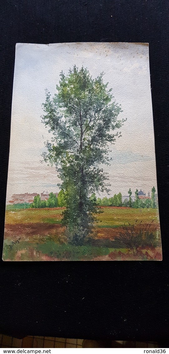 ARBRE Peinture Sur Papier épais Du Docteur J ROGER De Levroux 36 Indre ( Habitations église Pré Forêt ) - Waterverf