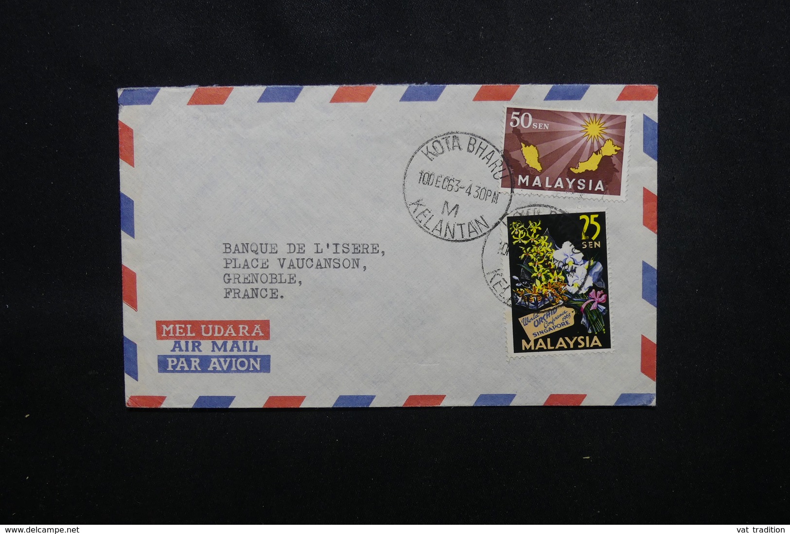 MALAISIE - Enveloppe De Kota Bharu Pour La France En 1963 , Affranchissement Plaisant - L 54033 - Malaysia (1964-...)