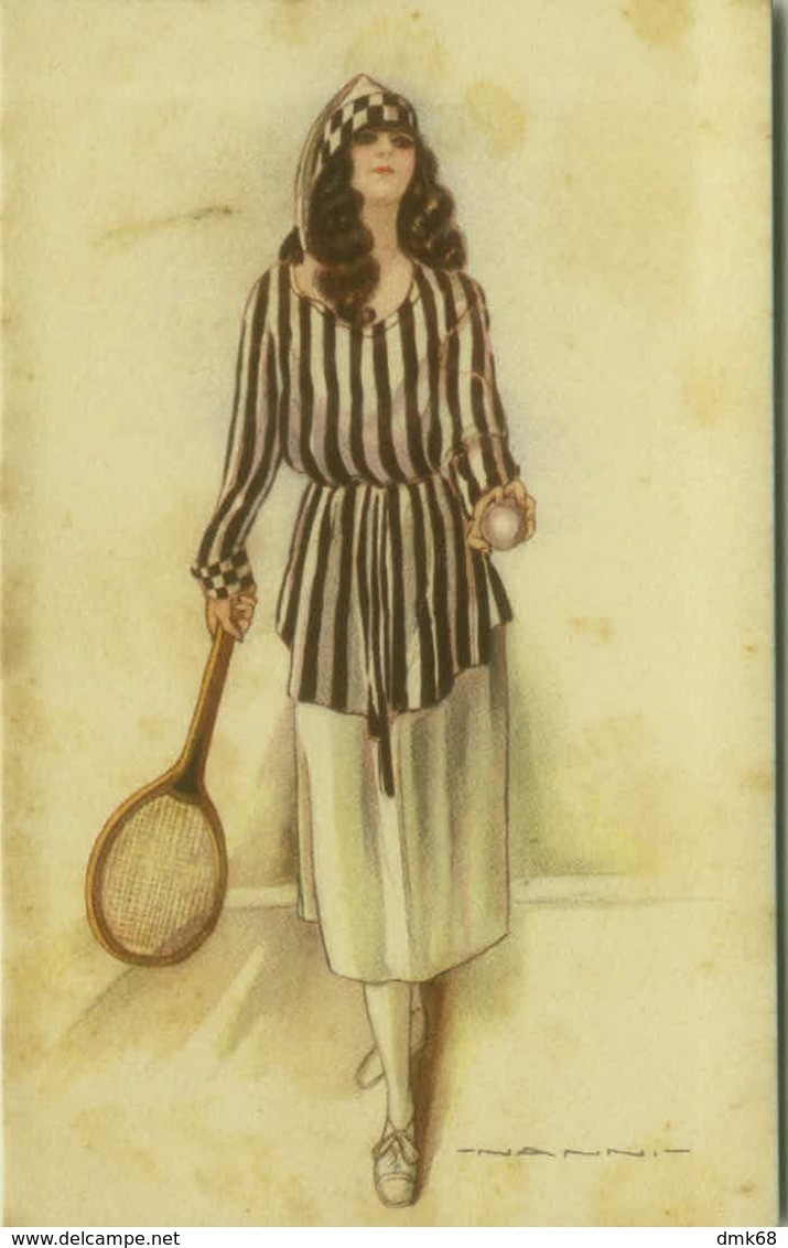 NANNI SIGNED 1910s POSTCARDS ( 6 ) WOMAN & TENNIS - EDIZ DELL'ANNA E GASPERRINI - SERIE 434 ( BG811)