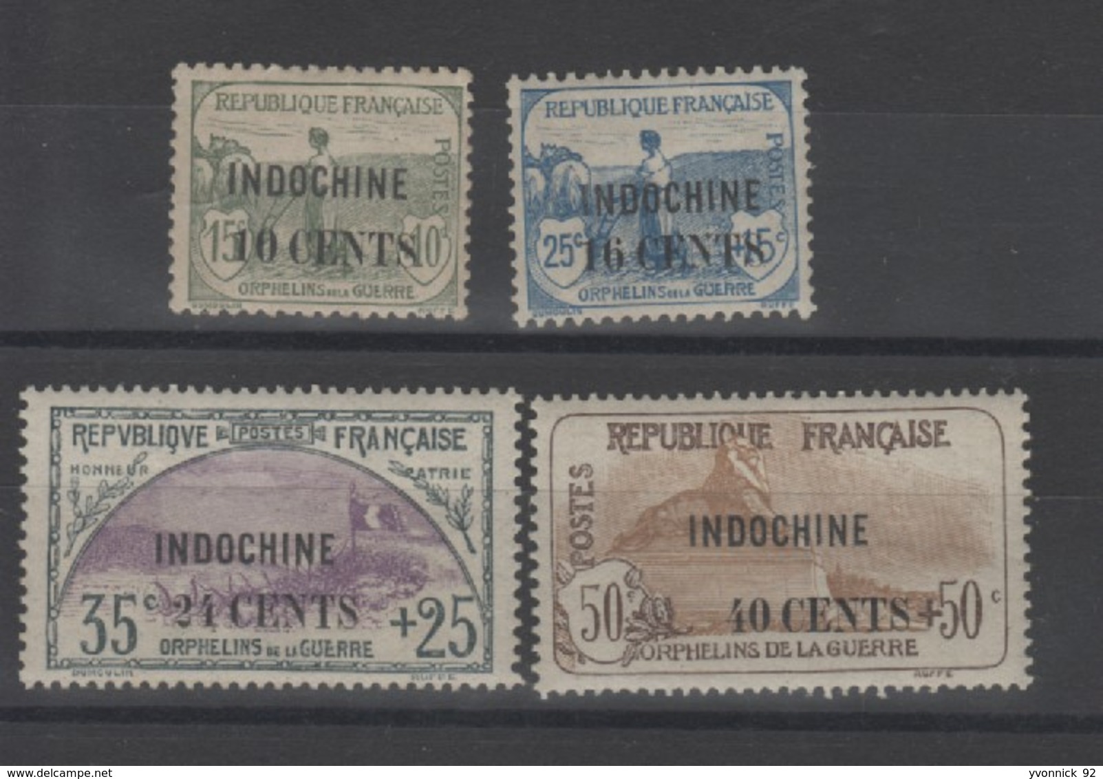 Indochine - Surchargé -  Série .Orphelin ( 1919 )  N°92/93  Neufs N°90/91avec Charniére - Autres & Non Classés