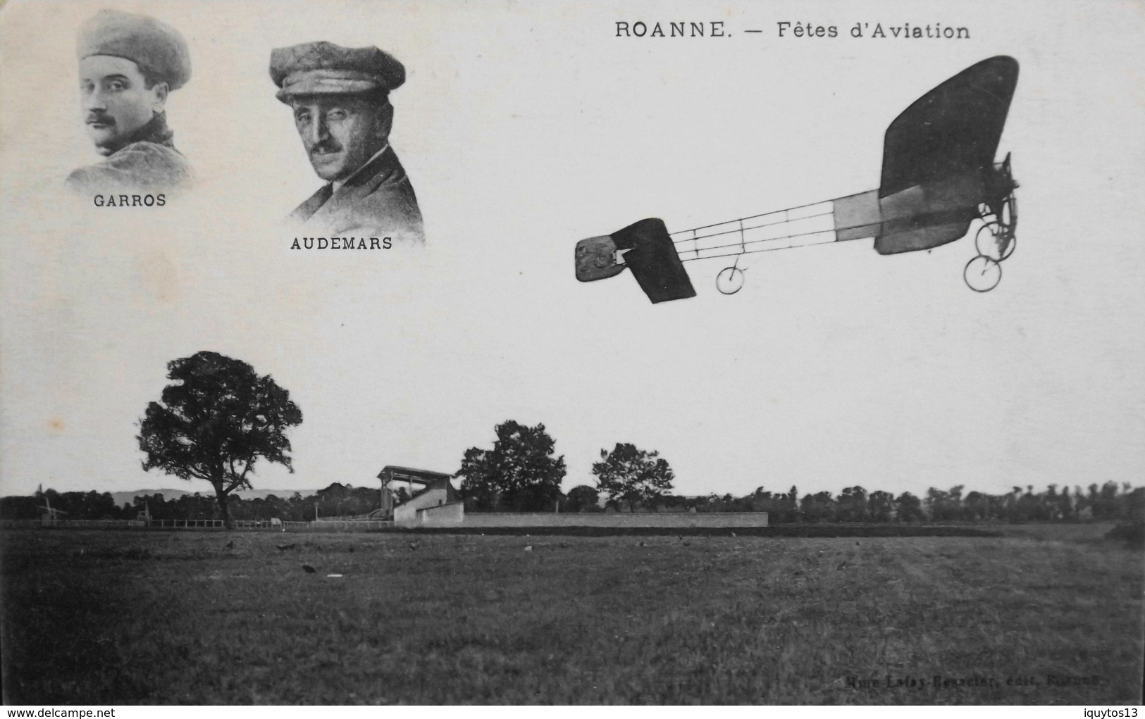 CPA.- Aérodromes > ROANE - Fêtes De L'Aviation - GARROS Et AUDEMARS En Médaillon - TBE - Aerodromi