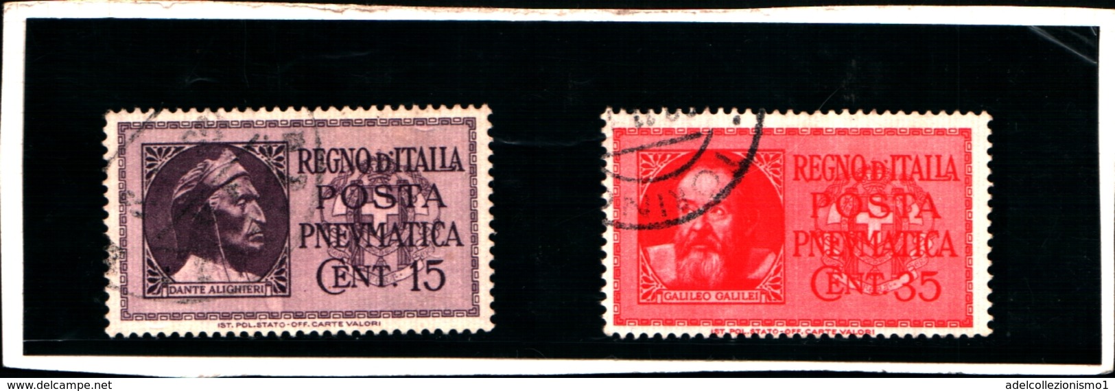 91063) ITALIA-Effigie Di Dante Alighieri E Galileo Galilei - POSTA PNEUMATICA - 29 Marzo 1933-USATI - Poste Pneumatique