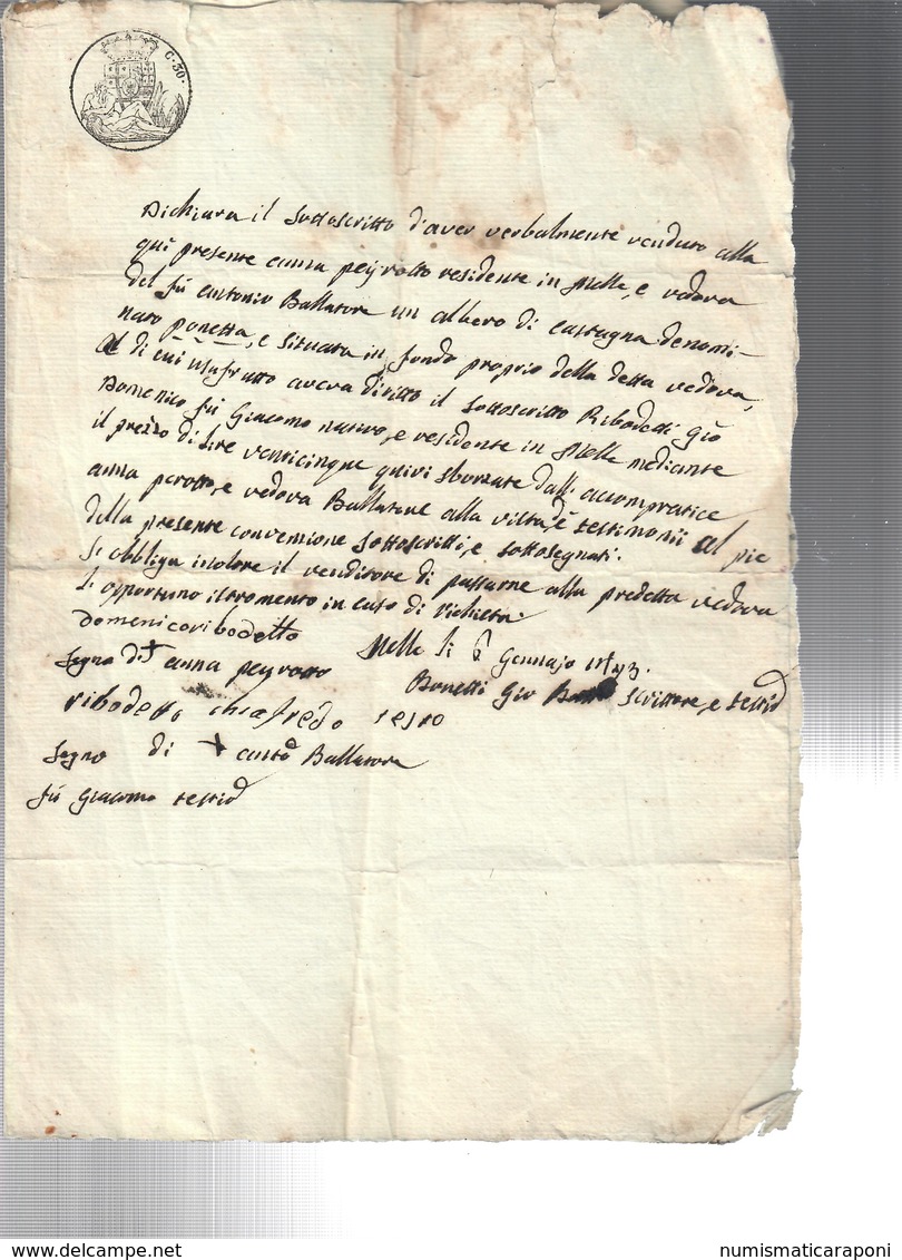 6 Gennaio 1743 Carta Bollata 30 Cent. COD Bu.276 - Decreti & Leggi