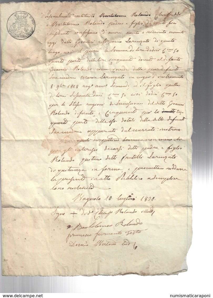 10 Luglio 1830 Carta Bollata 30 Cent. COD Bu.277 - Decreti & Leggi