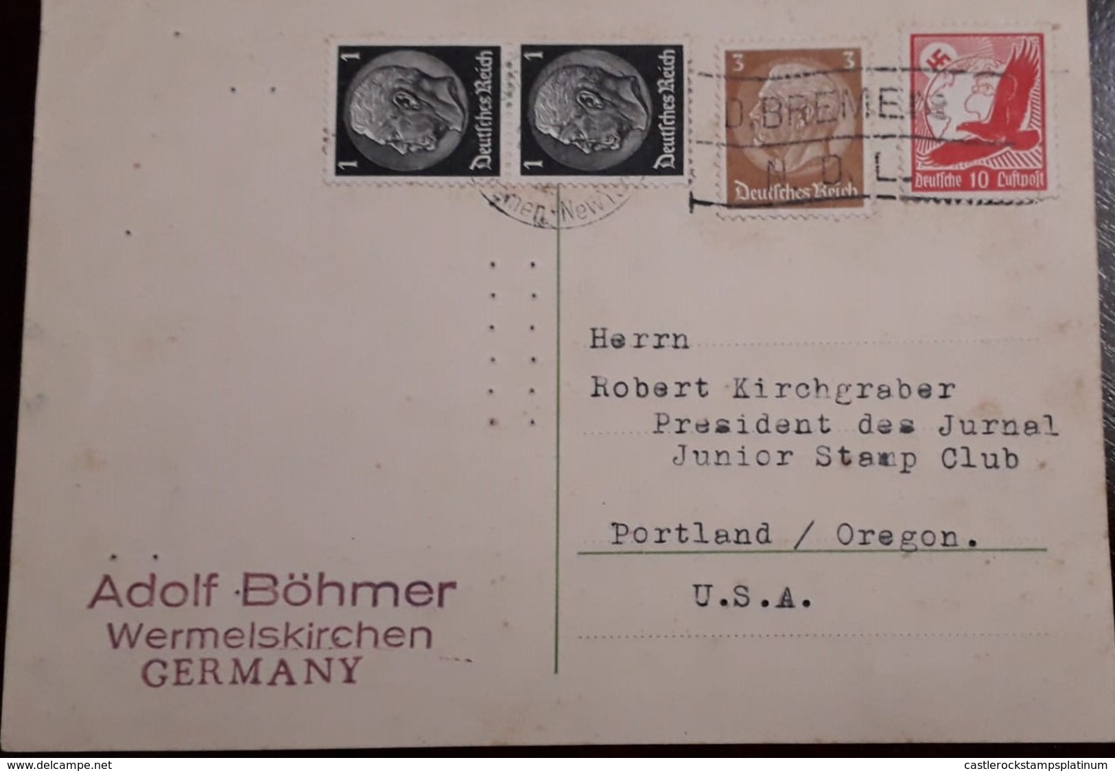 O) 1933 CIRCA - GERMANY, PRES. VON HINDENBURG SC 401 3pf - SC 415 1pf, SWASTIKA SU AND EAGLE- SC C47 10pf, ADOLF BOHMER - Other & Unclassified