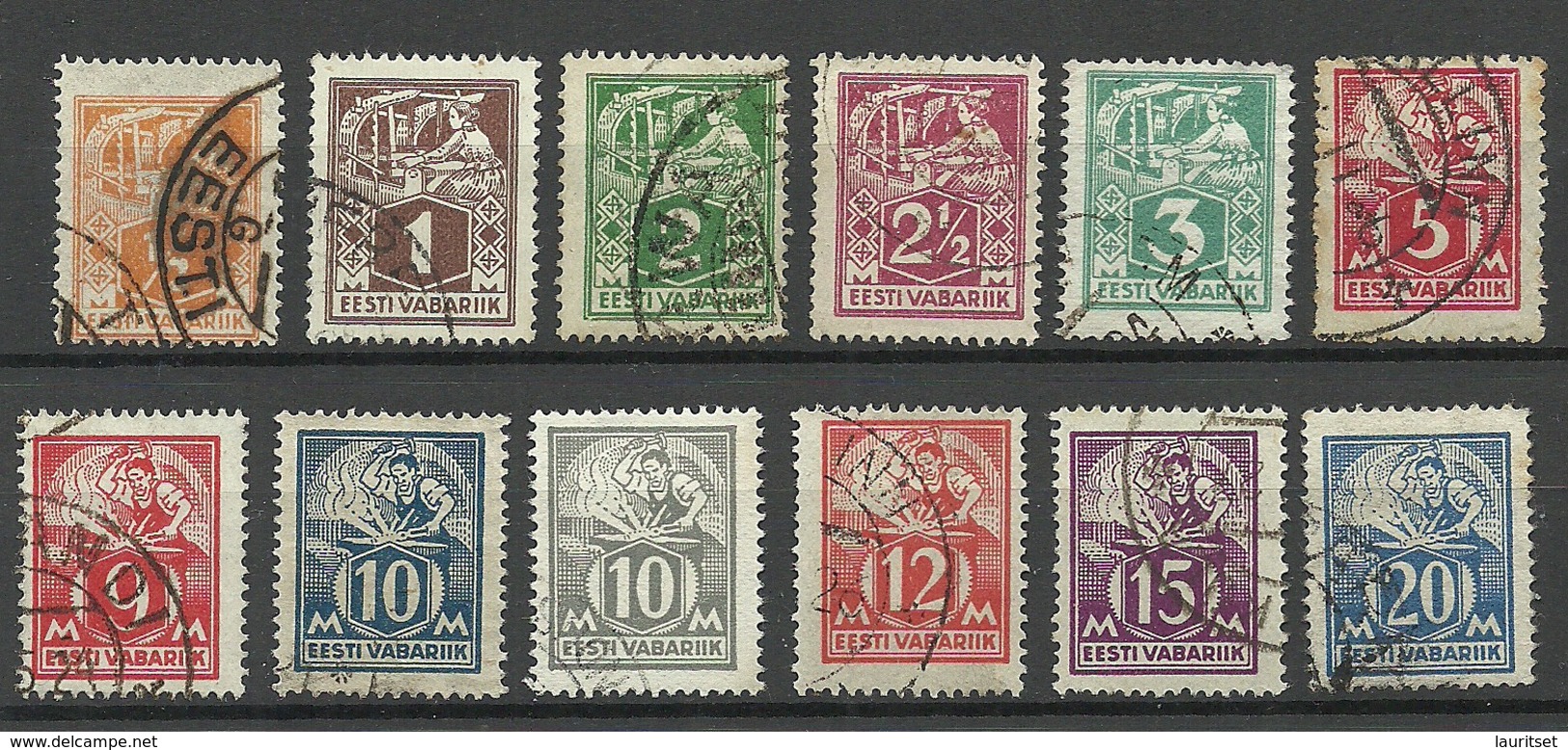 ESTLAND Estonia 1922-1928 Blacksmith Schmied Weaver Michel 32 - 39 A & 57 - 59 Etc O - Estonia