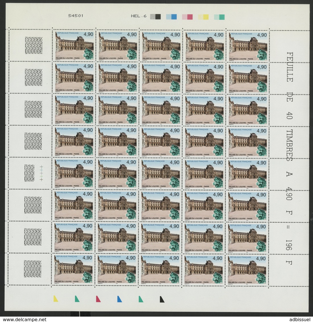 1998 N° 3173 + 3174 Cote 176 € 2 Feuilles Complètes De 40 Timbres. Neufs ** (MNH). Palais Du Louvre / Palais Impérial - Feuilles Complètes