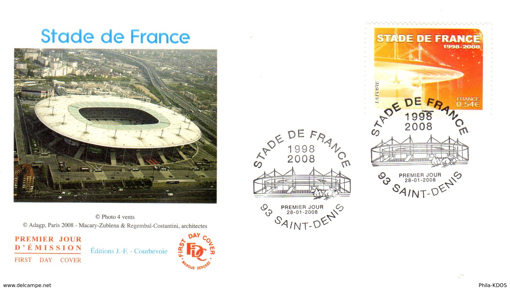 &#9917; " STADE DE FRANCE " Sur Enveloppe 1er Jour De 2008 N° YT 4142. Parfait état. FDC - Autres & Non Classés