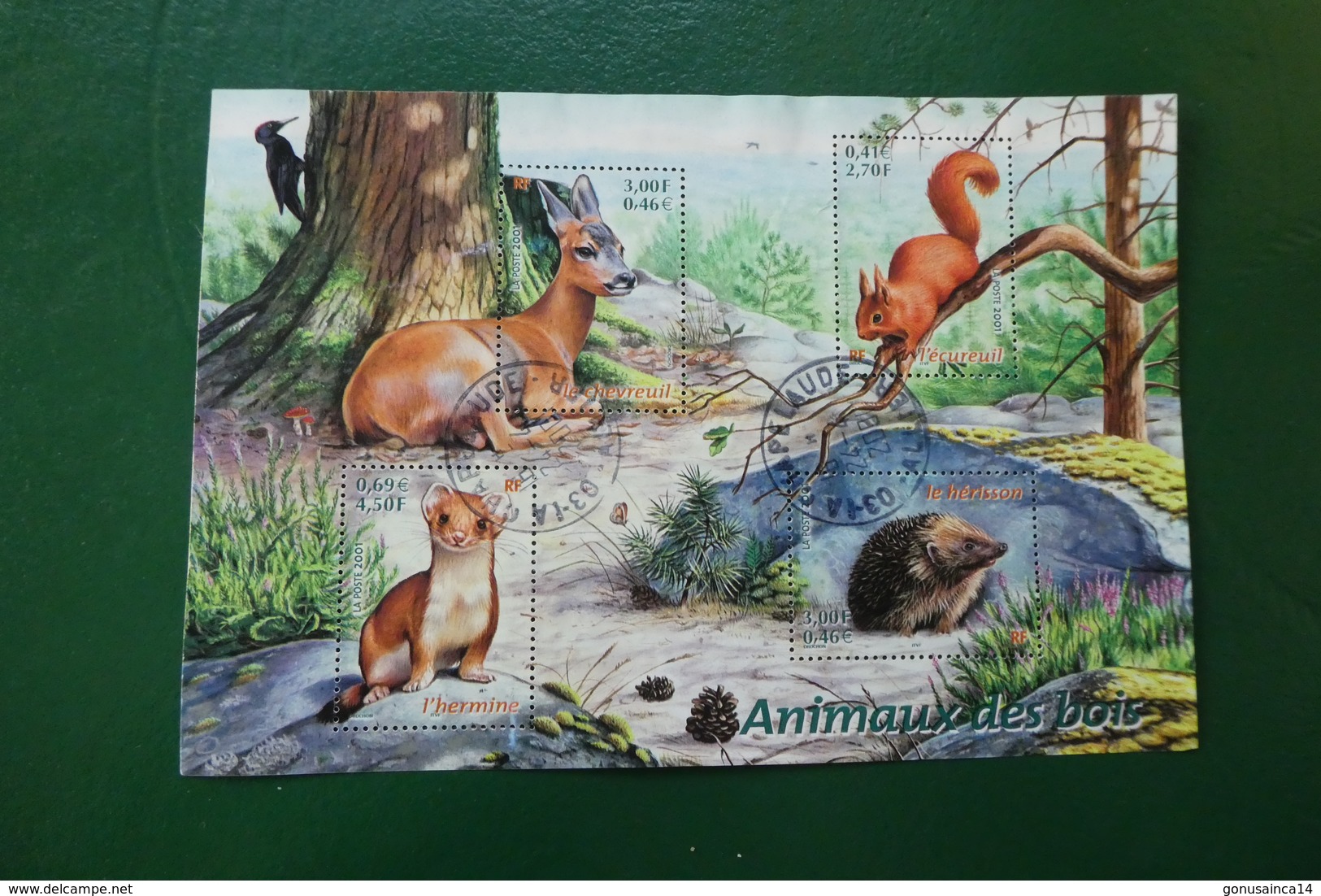 TIMBRE 4 TIMBRES  SERIE NATURE BOIS 2001 BLOCS ET FEUILLET - Usati