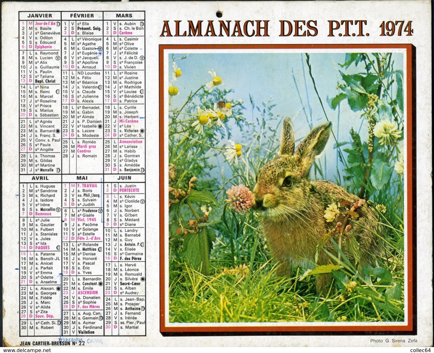 Almanach Des PTT 1974 -  Paris Et Banlieue - Grand Format : 1971-80