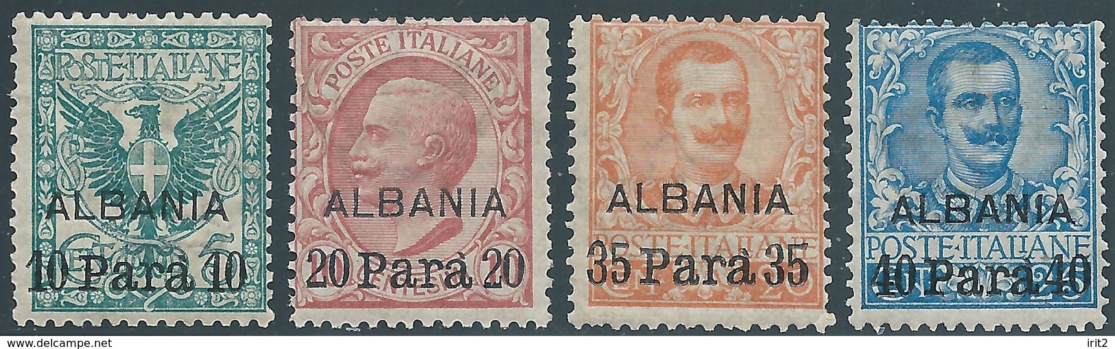 ITALY ITALIA ITALIEN ITALIE,1907-Overprints Albania And The New Value In Turkish Parà Currency,10-20-35-40P,ORIGINAL GUM - Albanie