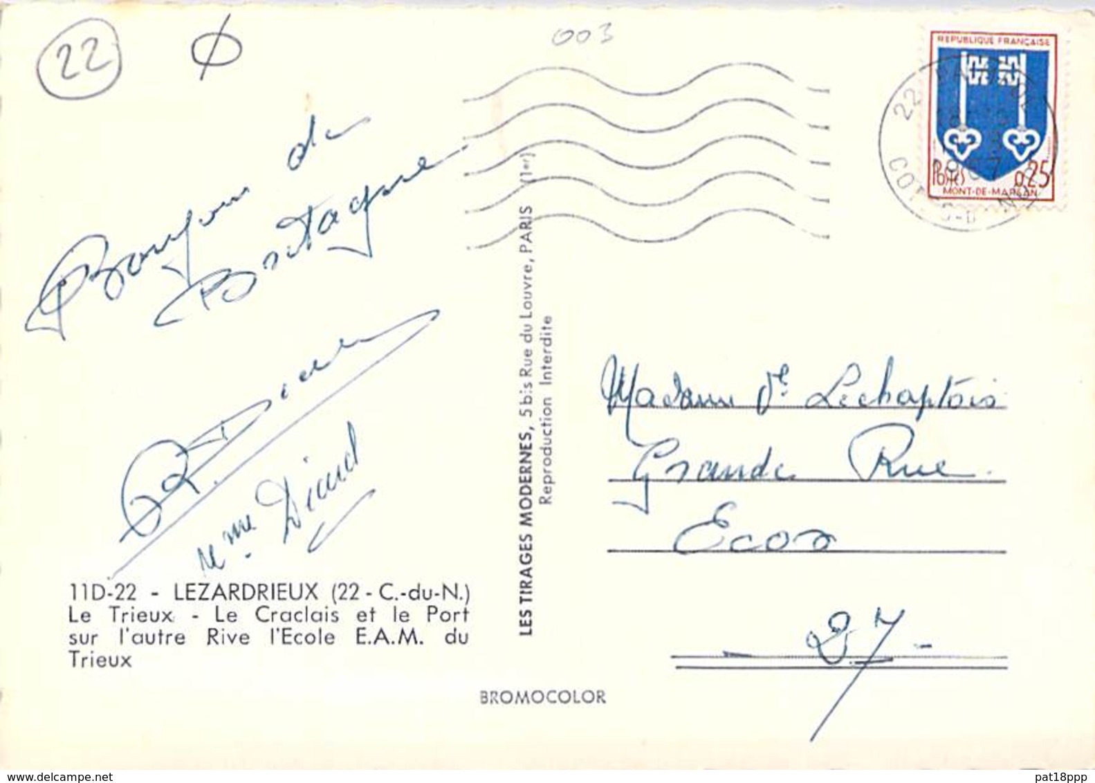 22 - LEZARDRIEUX Le Trieux Le Craclais Le Port - CPSM Photo Village ( 1.57 Habitants ) Dentelée GF 1967 - Côtes D'Armor - Sonstige & Ohne Zuordnung