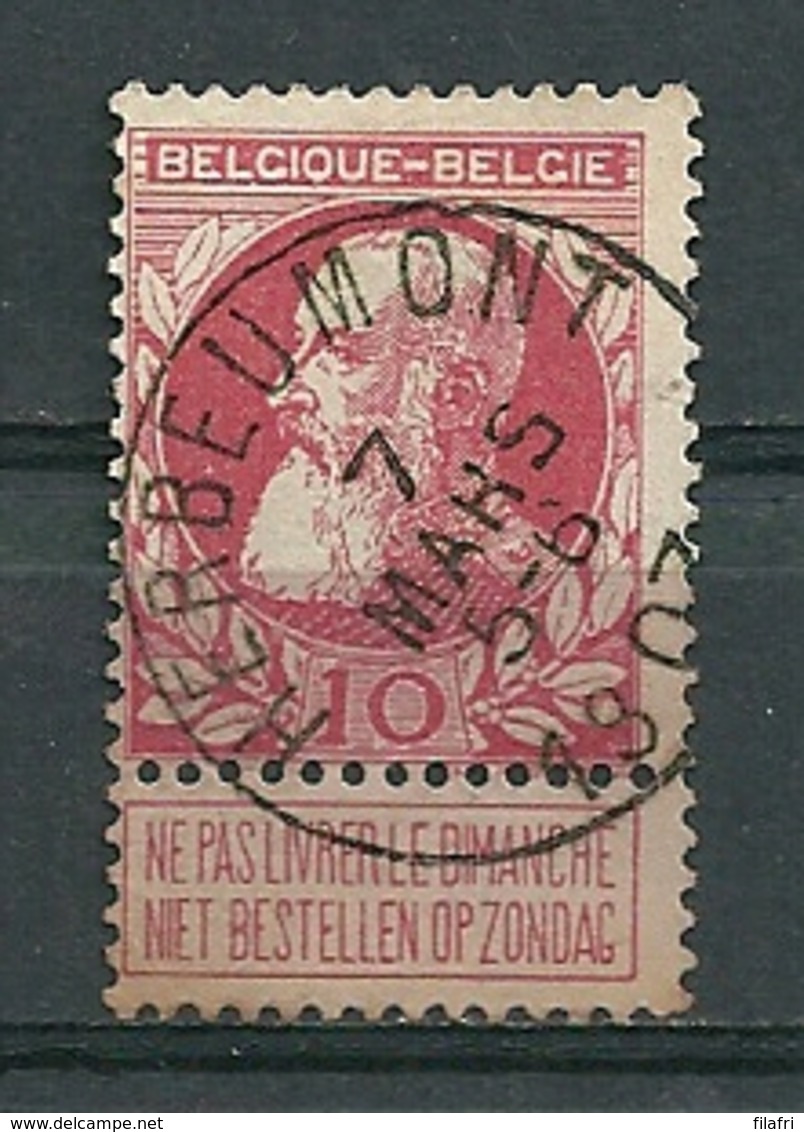 74 Gestempeld HERBEUMONT - COBA 15 Euro - 1905 Grosse Barbe