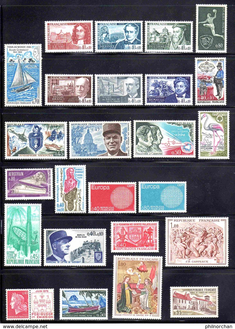 France 1970 Année Complète Neuve**   TB  Ex. N°1        5,50 €  (cote 29 €   42 Valeurs) - 1970-1979