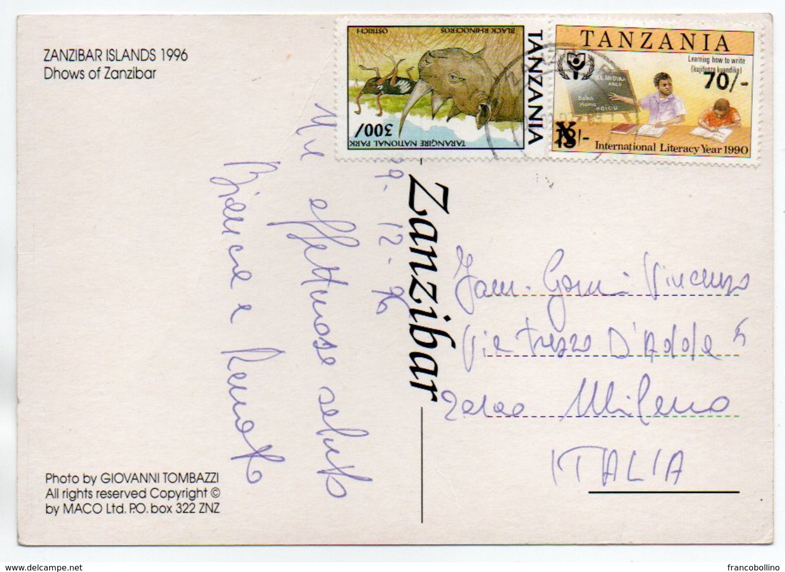 TANZANIA - DHOWS OF ZANZIBAR / THEMATIC STAMPS-INT.LITERACY YEAR (OVERPRINT) / RHINO - Tanzania