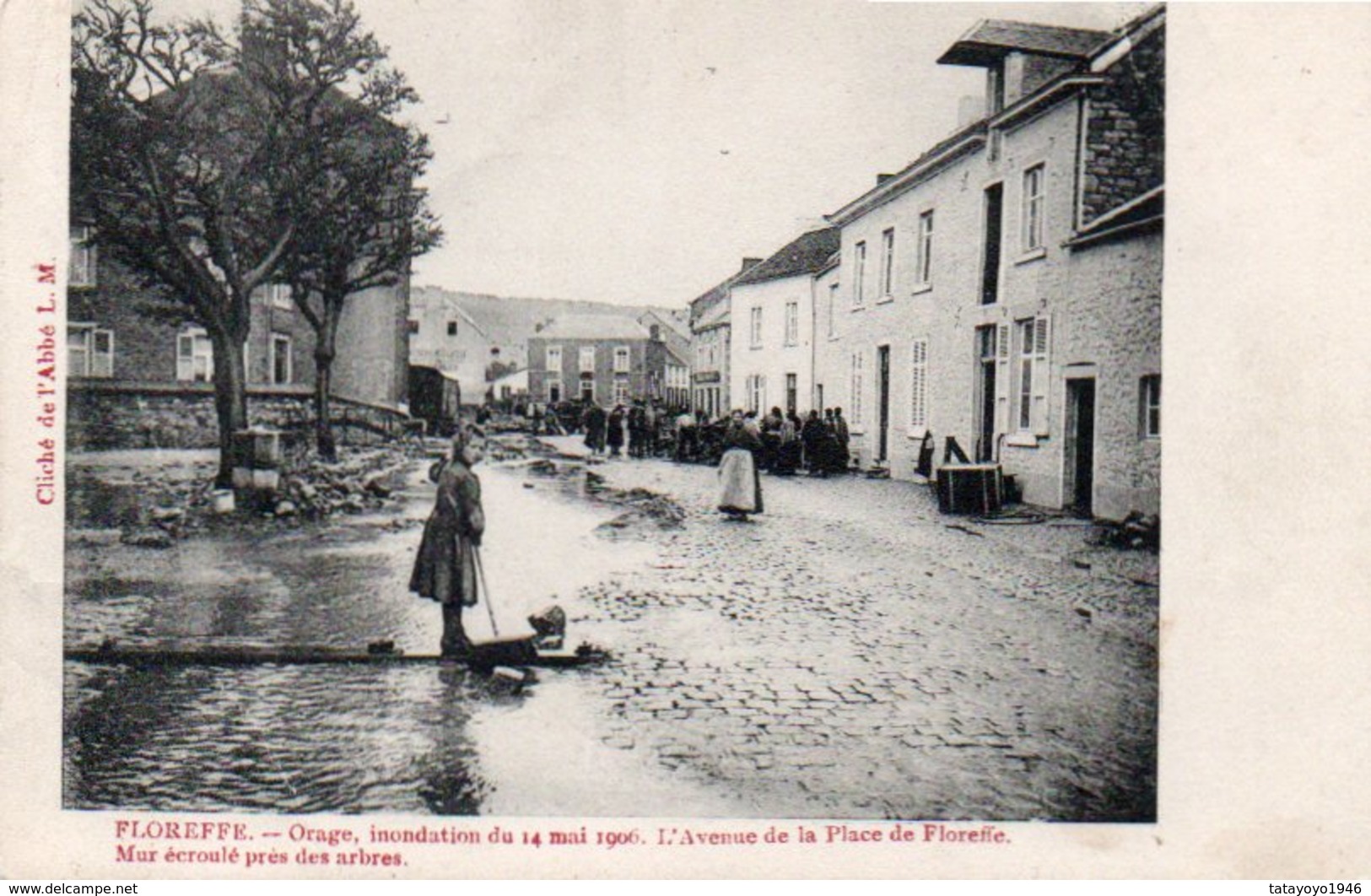 FLOREFFE  Orage  Inondation Du 14 Mai 1906 L'avenue De La Place De Floreffe  Circulé En 1908 - Floreffe