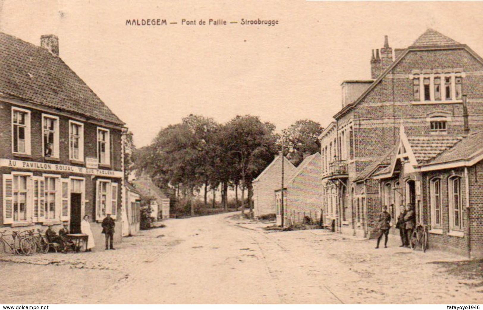 MALDEGEM  Pont De Paille  Stroobrugge Animée Café Au Pavillon Roijal Circulé En 1925 - Maldegem