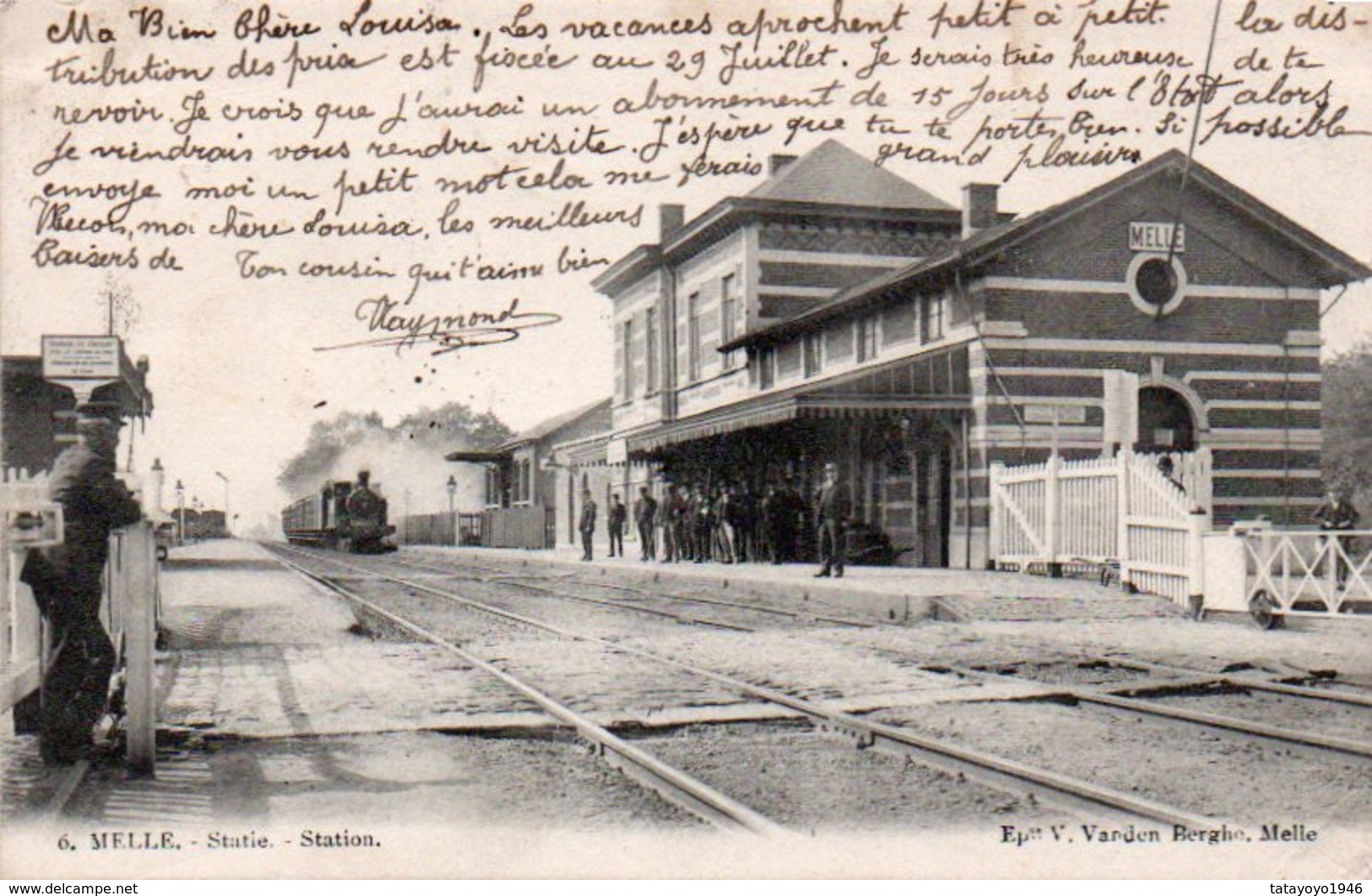 MELLE   Statie Station Train Animée Circulé En 1903 - Melle