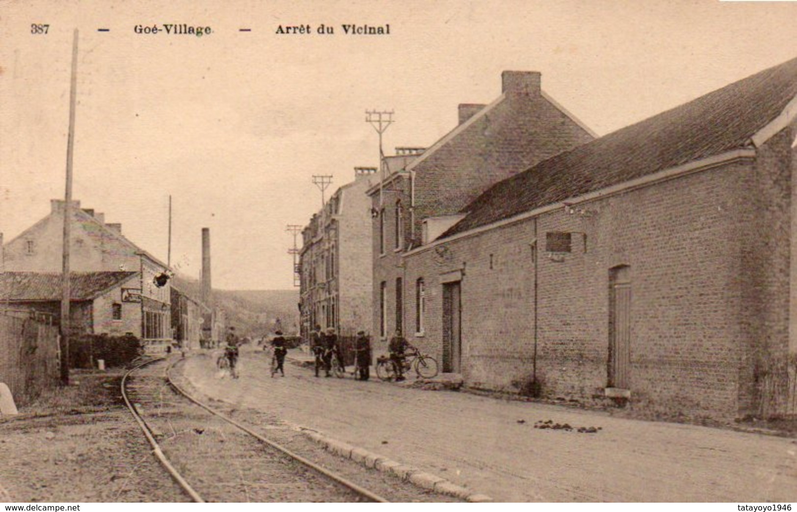 GOE Village  Arret Du Vicinal Animée Cycliste Rail Du Tram N'a Pas Circulé - Limbourg