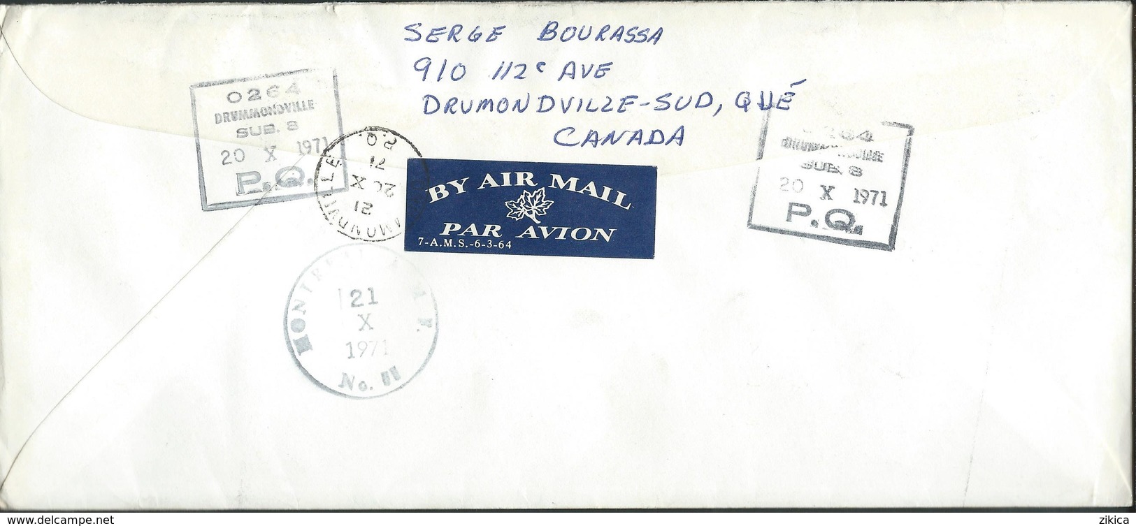 Canada Drummondville Quebec Registered Letter 1971 Via Yugoslavia.nice Stamps / Timbres .( 2 Scans ) - Brieven En Documenten