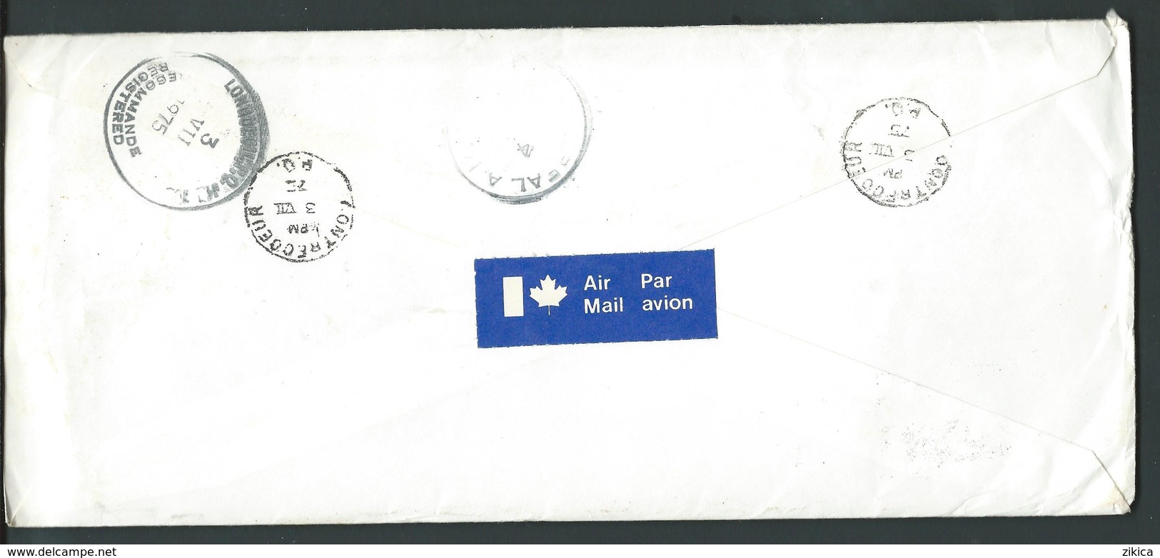 Canada Contrecoeur Quebec Registered Letter 1975 Via Yugoslavia.nice Stamps / Timbres .( 2 Scans ) - Brieven En Documenten