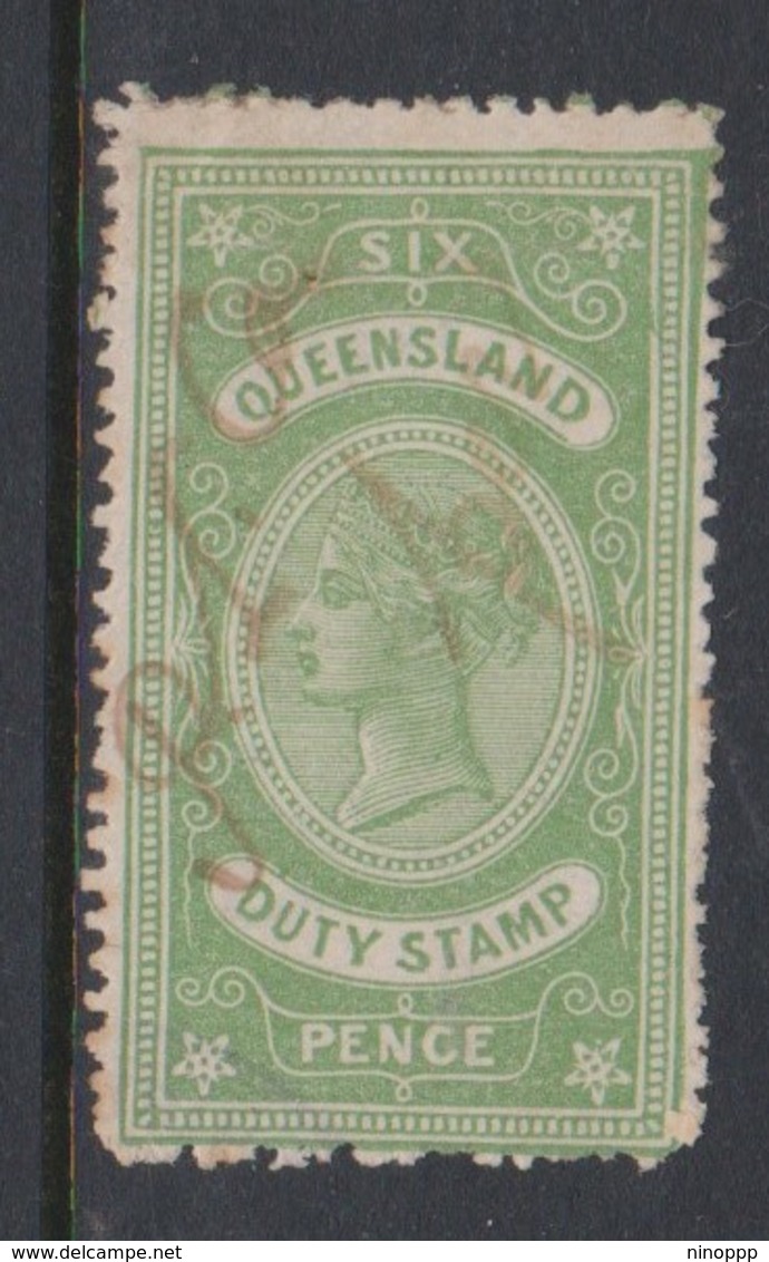 Australia-Queensland  F18 1892 Six Pence Green Used - Ungebraucht