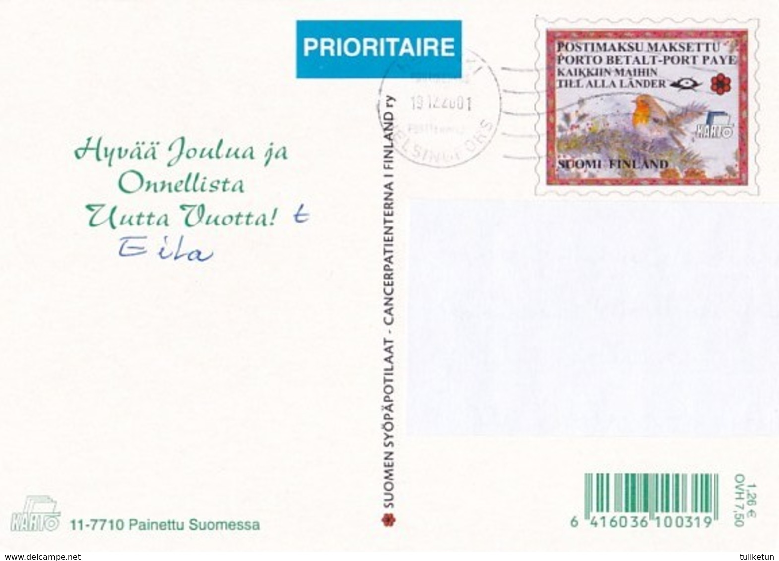 Postal Stationery Birds - Bullfinches - Brownies - Angels - Finnish Cancer Patients - Suomi Finland - Postage Paid - Entiers Postaux