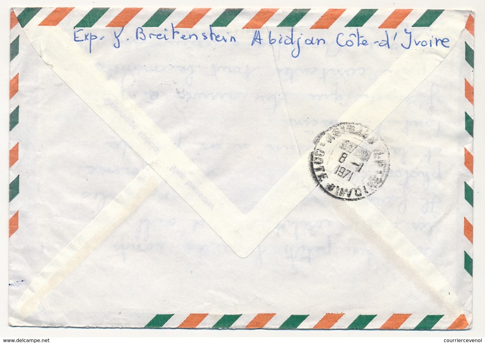 Côte D'Ivoire => Env. Rec ABIDJAN COCODY 1971 - Affr Blasons - étiquette Pour Retrait 1227 GENEVE 24 Les Acacias - Costa De Marfil (1960-...)