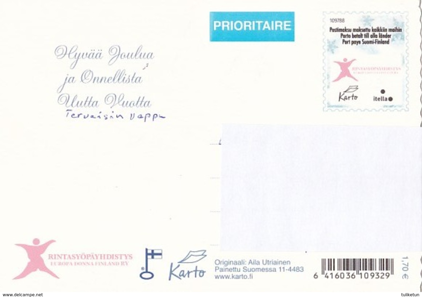 Postal Stationery - Bullfinches - Elf Feeding Birds - Squirrel - Breast Cancer Foundation - Suomi Finland - Postage Paid - Enteros Postales