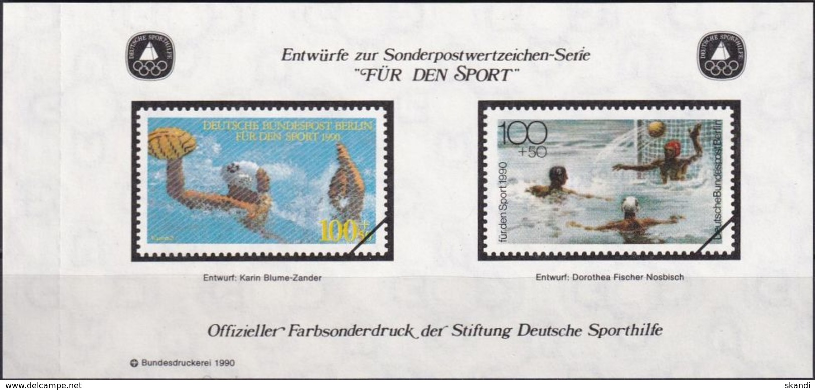 DEUTSCHLAND 1990 Farbsonderdruck Der Entwürfe "Für Den Sport" - Storia Postale