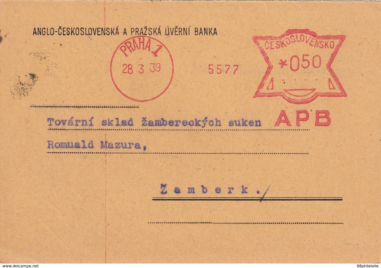 TCHECOSLOVAQUIE 1939 CARTE EMA DE PRAHA - Lettres & Documents