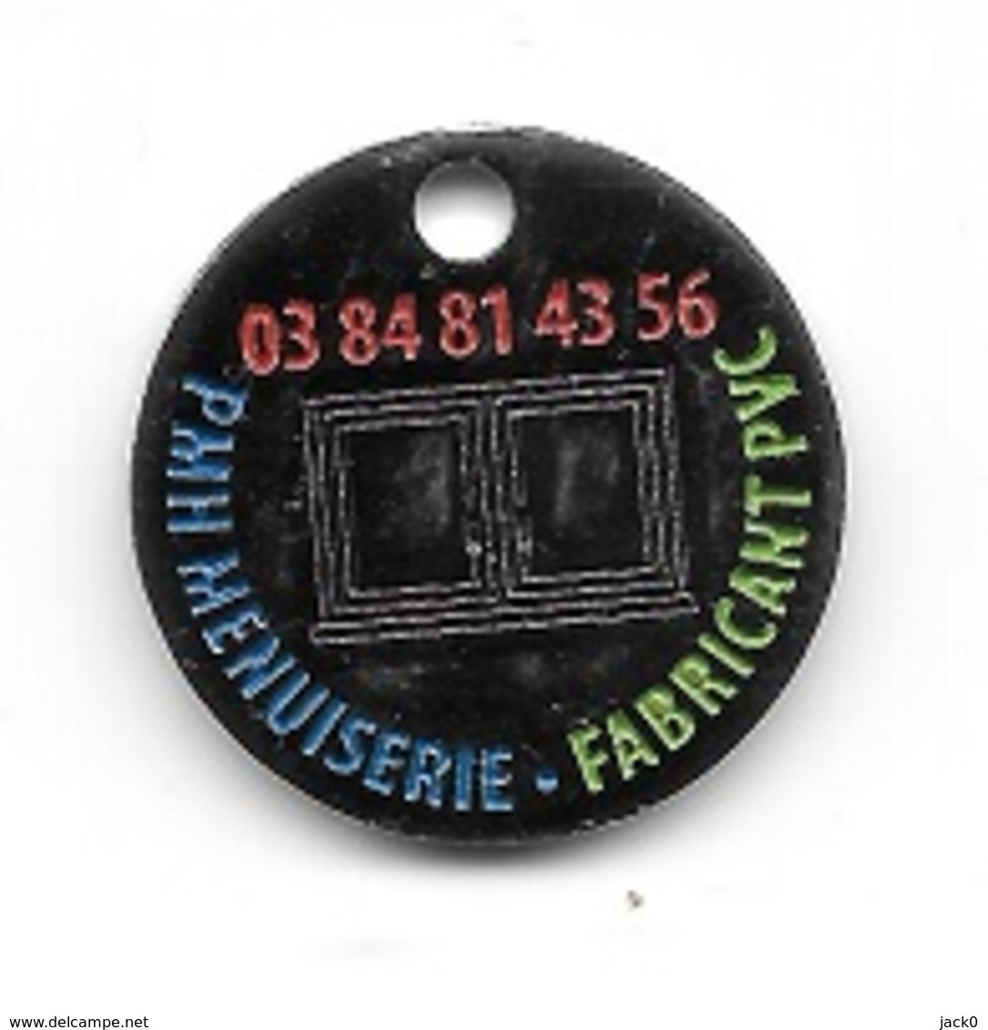 Jeton De Caddie  Argenté  Ville  FRAISANS  ( 39 ), Entreprise  P H M  MENUISERIE - FABRICANT  P V C - Trolley Token/Shopping Trolley Chip