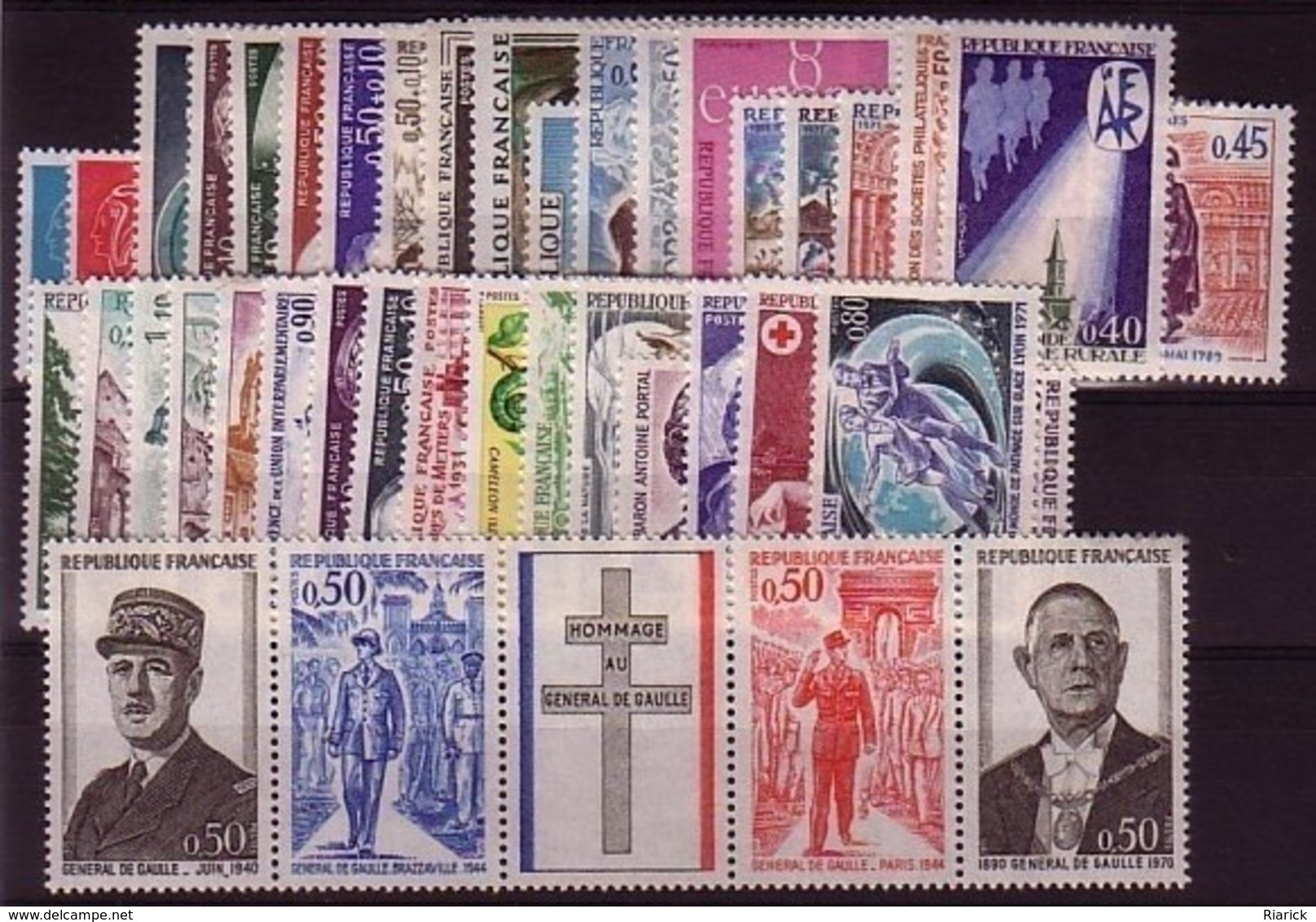 FRANCE ANNEE COMPLETE 1971 MNH Neufs - - 1970-1979