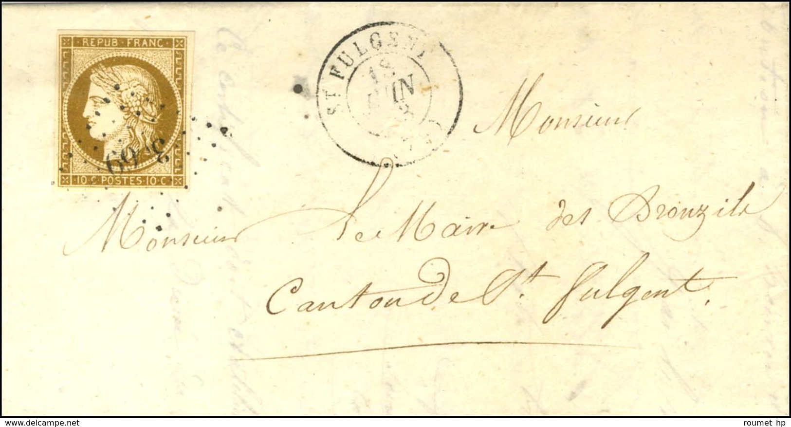 PC 3069 / N° 1 Belles Marges Càd T 15 ST FULGENT (79) Sur Lettre Locale. 1853. - SUP. - R. - 1849-1850 Ceres