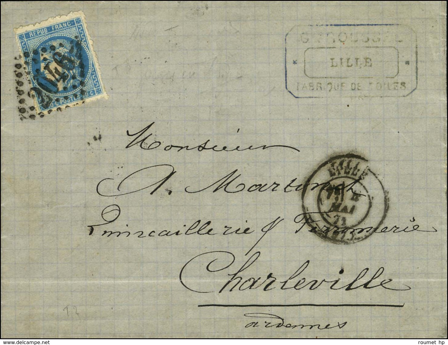 GC 2046 / N° 46 Piquage De Lille Càd T 17 LILLE (57). 1871. - TB. - R. - 1870 Emisión De Bordeaux