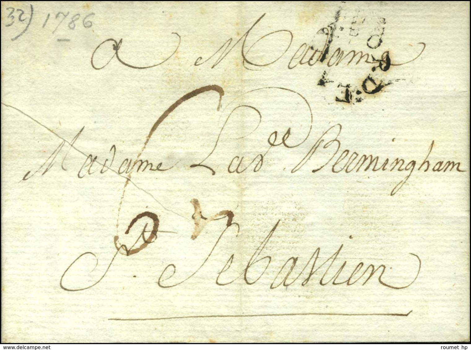 BORDEAUX Dans Un Cercle (L N° 20). 1786. - TB. - 1701-1800: Vorläufer XVIII