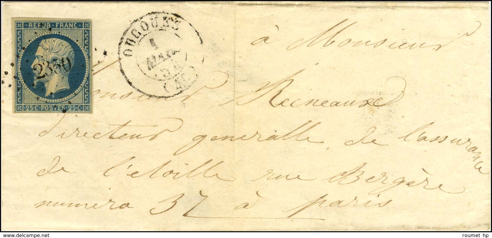 PC 2350 / N° 10 Càd T 15 OUCQUES (40). 1854. - TB. - Other & Unclassified